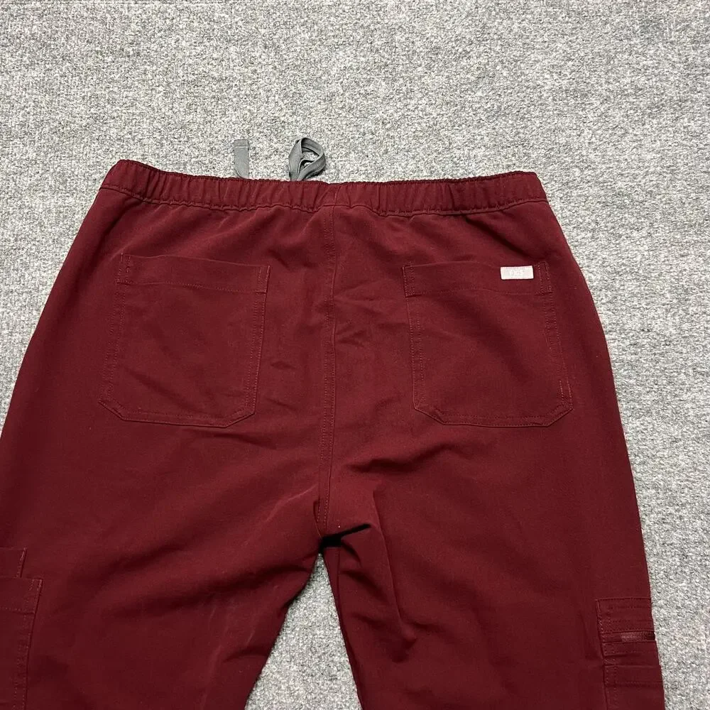 FIGS Technical Collection Pants Men Medium Red Cargo Elastic Waist Scrub Medical